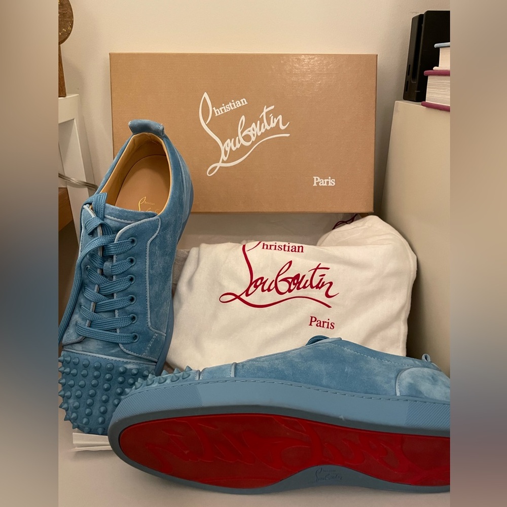 Louboutin Louis Junior Spikes - Veau velours - Blue - 45